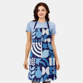 Happy Hanukkah Moderne Menorah, Dreidel & Stars Schürze (Getragen)