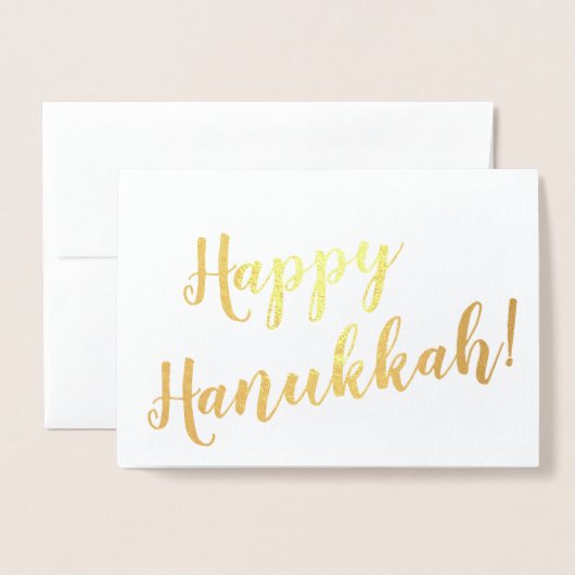 Happy Hanukkah moderne Schrift Typografie Zoll Folienkarte (Vorderseite mit Umschlag)