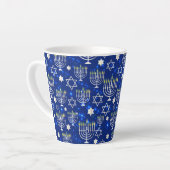 Happy Hanukkah Moderne Star von David Menorah Milchtasse (Linke Ecke)