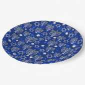 Happy Hanukkah Moderne Star von David Menorah Pappteller (Schrägansicht)