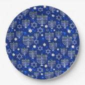Happy Hanukkah Moderne Star von David Menorah Pappteller (Vorderseite)
