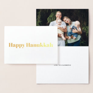 Happy Hanukkah Moderne Typografie Custom Foto Folienkarte