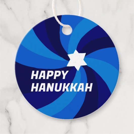 HAPPY HANUKKAH Moderner Swirl Star von David Custo Geschenkanhänger (Vorderseite)