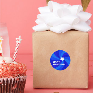 HAPPY HANUKKAH Moderner Swirl Star von David Custo Runder Aufkleber