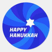 HAPPY HANUKKAH Moderner Swirl Star von David Custo Runder Aufkleber (Vorderseite)