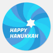 HAPPY HANUKKAH Moderner Swirl Star von David Custo Runder Aufkleber (Vorderseite)