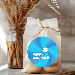HAPPY HANUKKAH Moderner Swirl Star von David Custo Runder Aufkleber
