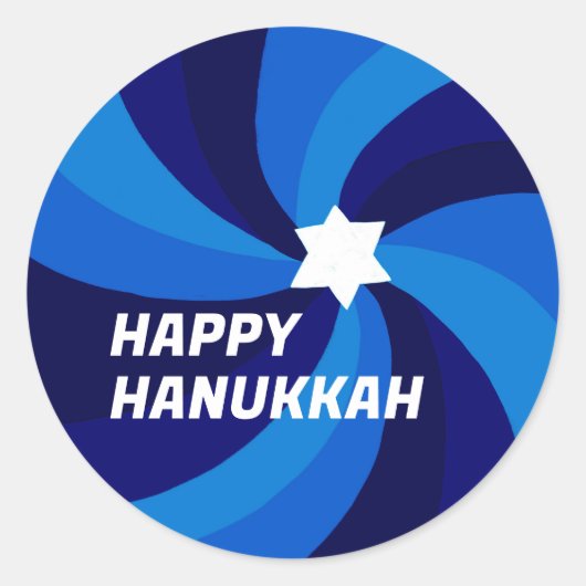HAPPY HANUKKAH Moderner Swirl Star von David Custo Runder Aufkleber (Vorderseite)