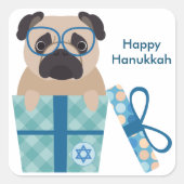 Happy Hanukkah Mops Sticker (Vorderseite)