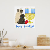 Happy Hanukkah Möpsen und Menorah Poster - Anpasse (Küche)