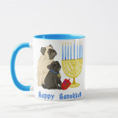 Happy Hanukkah Möpsen und Menorah Tasse (Links)