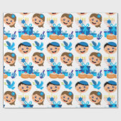 Happy Hanukkah Muster Wrapping Paper Geschenkpapier (Flach)