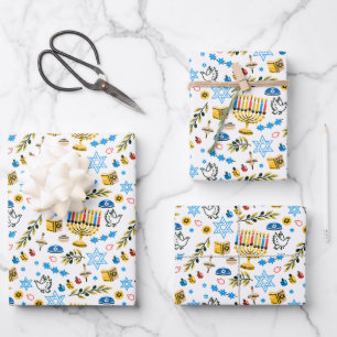 Happy Hanukkah Muster Wrapping Paper Sheets Geschenkpapier Set