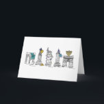 Happy Hanukkah New York City NYC Chanukah Holiday Feiertagskarte<br><div class="desc">Eine originelle Brien-and-Tinte-Illustration verschiedener New Yorker Sehenswürdigkeiten,  die für die Urlaubssaison "gekleidet" sind. Perfekt für Hanukkah! Diese Chanukah Illustration ist auch auf anderen Produkten verfügbar. Sehen Sie nicht,  wonach Sie suchen? Brauchen Sie Hilfe bei der Anpassung? Kontaktieren Sie Rebecca,  um etwas für Sie entworfen zu haben.</div>