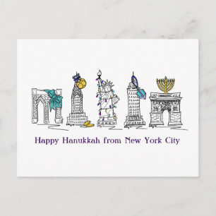 Happy Hanukkah New York City NYC Jüdische Feiertag Feiertagspostkarte