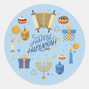 Happy Hanukkah Niedlich Runder Aufkleber
