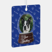 Happy Hanukkah Niedliche Custom Pet Snow Globe Ornament Aus Metall (Vorderseite Rechts)