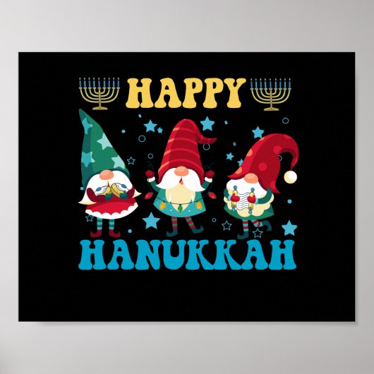 Happy Hanukkah Niedliche jüdische magische Gnomes  Poster (Vorne)