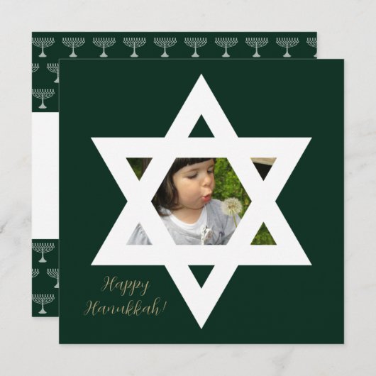 Happy Hanukkah Niedliches Foto Karte (Vorne/Hinten)