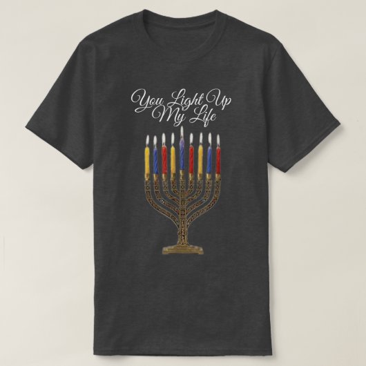 Happy Hanukkah oder Chanukah Menorah Sie leuchten T-Shirt (Design vorne)