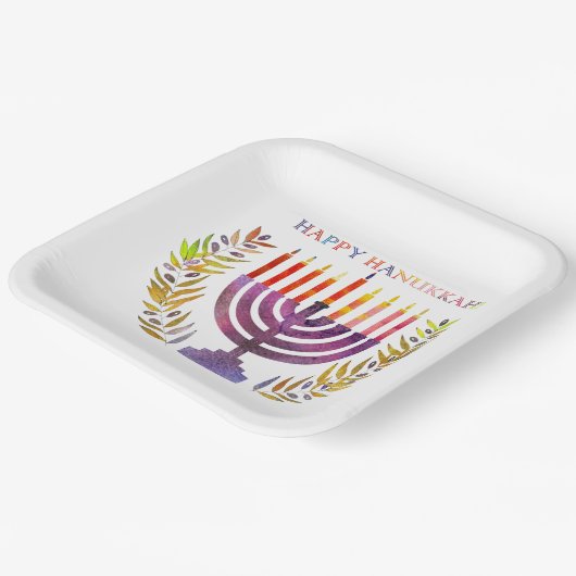 Happy Hanukkah Paper Tellers Pappteller (Gewinkelt)