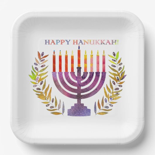 Happy Hanukkah Paper Tellers Pappteller (Vorderseite)