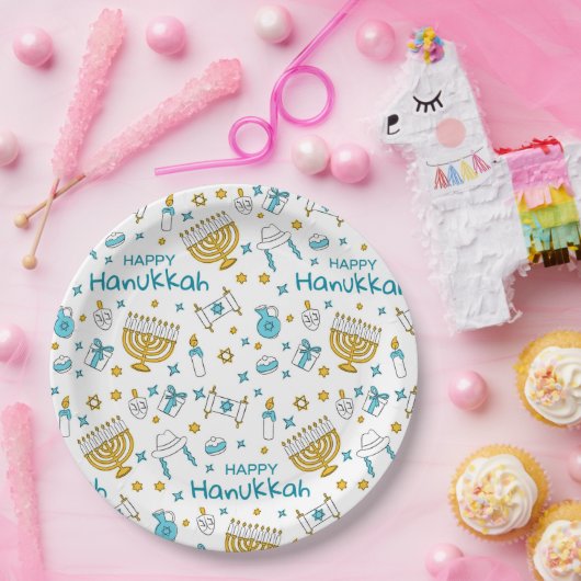 Happy Hanukkah Papierplatte Pappteller (Party)
