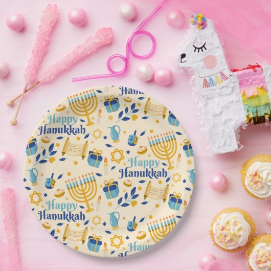 Happy Hanukkah Papierplatte Pappteller (Party)