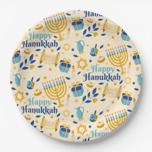 Happy Hanukkah Papierplatte Pappteller