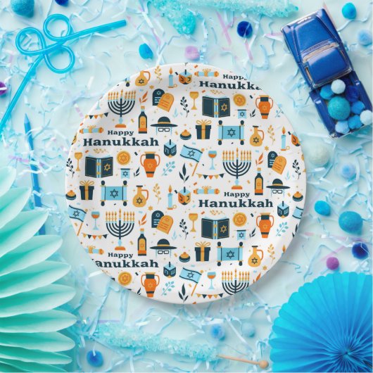 Happy Hanukkah Papierplatte Pappteller (Party)