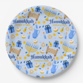 Happy Hanukkah Papierplatte Pappteller (Vorderseite)