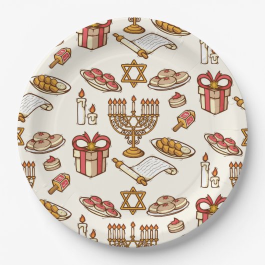 Happy Hanukkah Papierplatte Pappteller (Vorderseite)