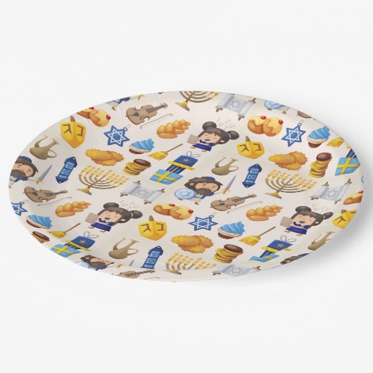 Happy Hanukkah Papierplatte Pappteller (Schrägansicht)