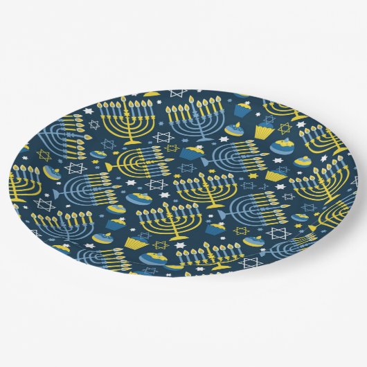 Happy Hanukkah Pappteller (Schrägansicht)