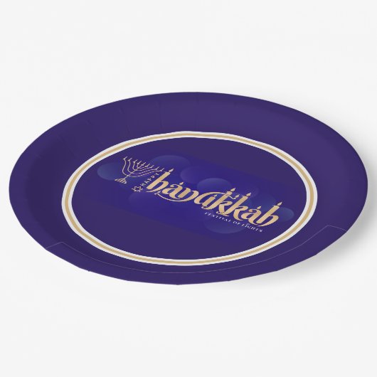 Happy Hanukkah Pappteller (Schrägansicht)