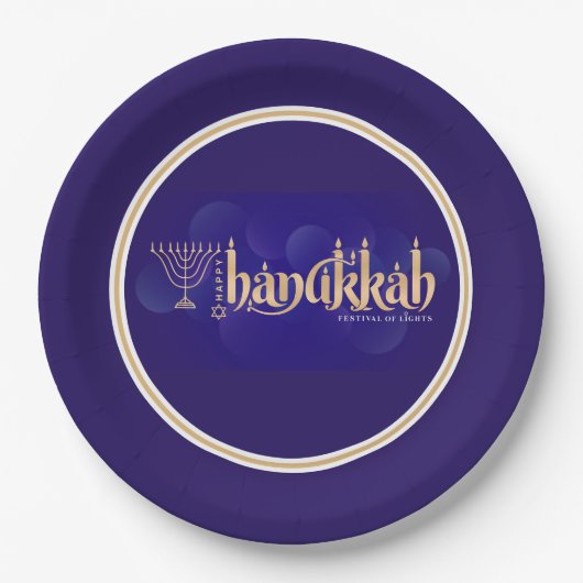 Happy Hanukkah Pappteller (Vorderseite)