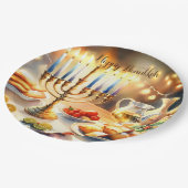 Happy Hanukkah Pappteller (Schrägansicht)