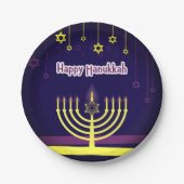 Happy Hanukkah Pappteller (Vorderseite)
