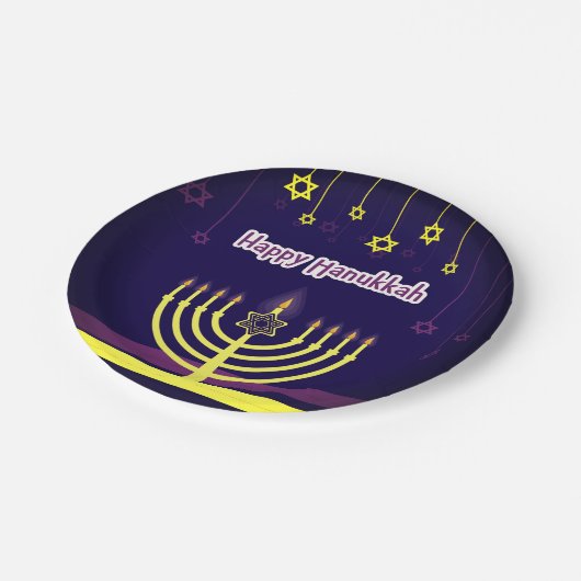 Happy Hanukkah Pappteller (Schrägansicht)