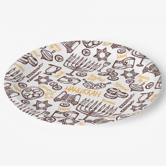 Happy Hanukkah Pappteller (Schrägansicht)
