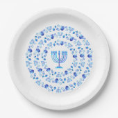 Happy Hanukkah Party Beautiful Blue Decoration Pappteller (Vorderseite)