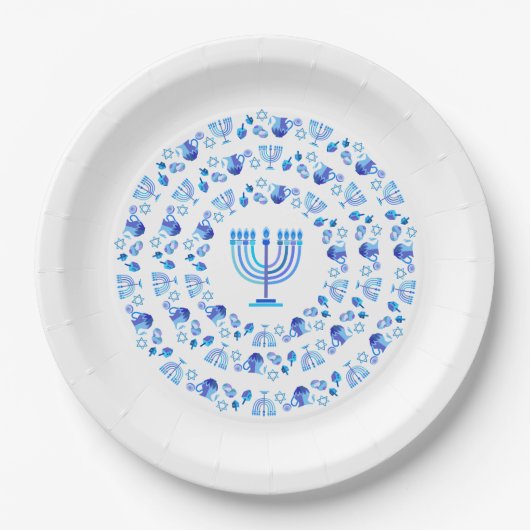 Happy Hanukkah Party Beautiful Blue Decoration Pappteller (Vorderseite)