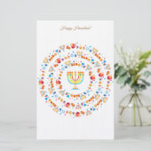 Happy Hanukkah Party Festival Moon and Stars Briefpapier (Stehend Vorderseite)