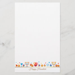 Happy Hanukkah Party Festival Moon and Stars Briefpapier