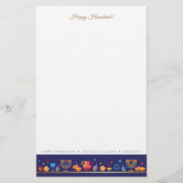 Happy Hanukkah Party Festival Moon and Stars Briefpapier