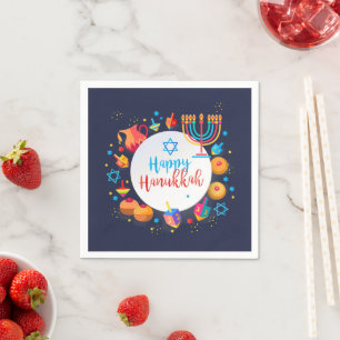 Happy Hanukkah Party Festival Moon and Stars Serviette