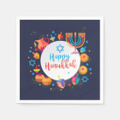 Happy Hanukkah Party Festival Moon and Stars Serviette (Vorderseite)