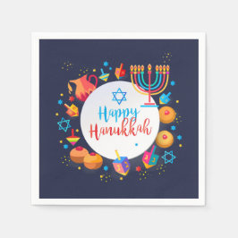 Happy Hanukkah Party Festival Moon and Stars Serviette