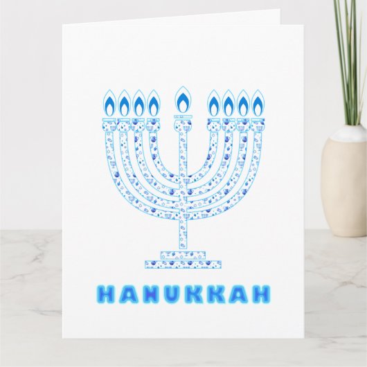 Happy Hanukkah Party Schöne blaue Dekoration Dankeskarte (Vorderseite)