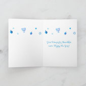 Happy Hanukkah Party Schöne blaue Dekoration Dankeskarte (Innenseite)